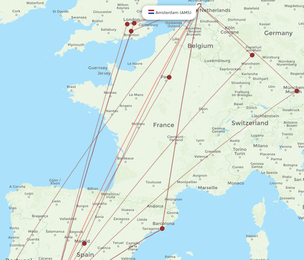 AMS-SVQ flight routes