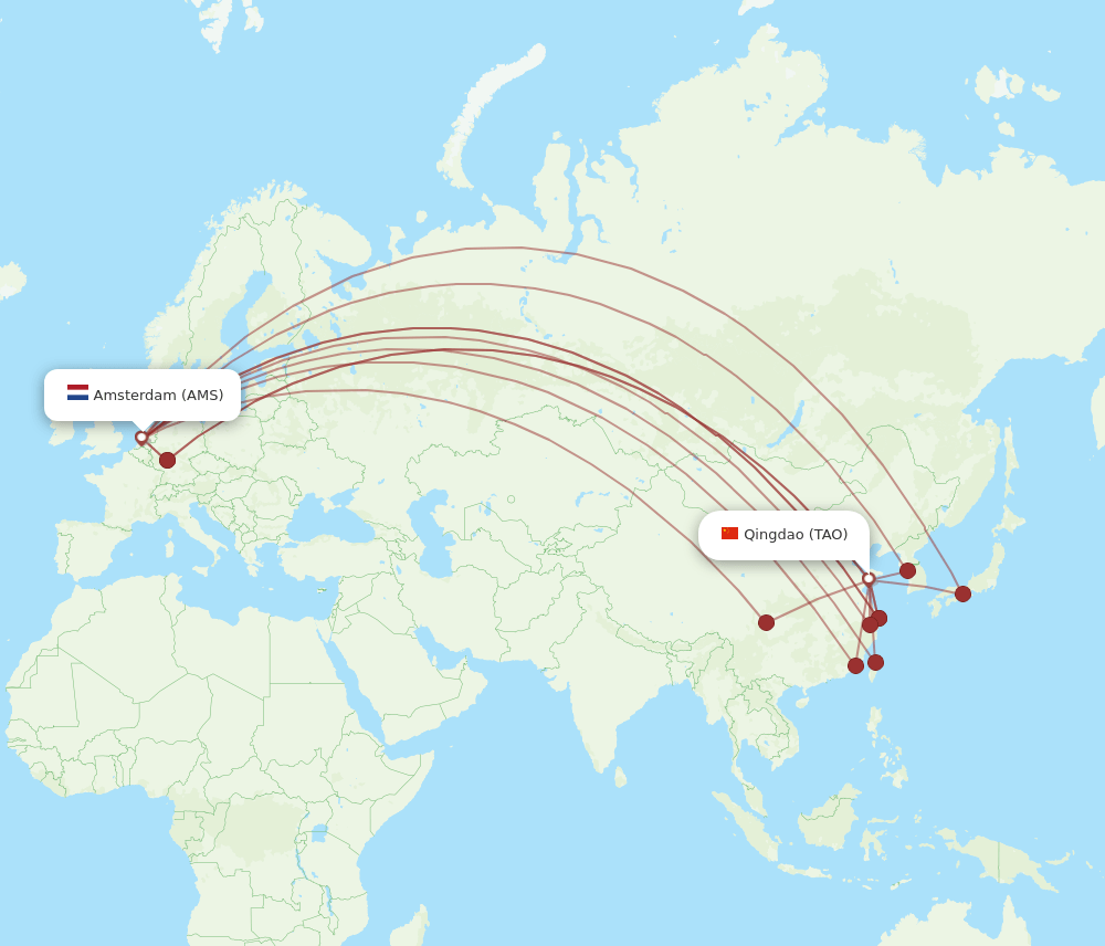 AMS-TAO flight routes