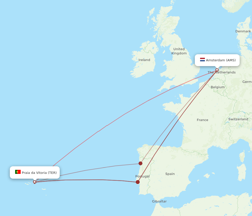 AMS-TER flight routes