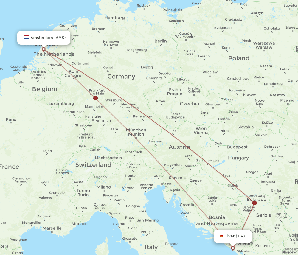 AMS-TIV flight routes
