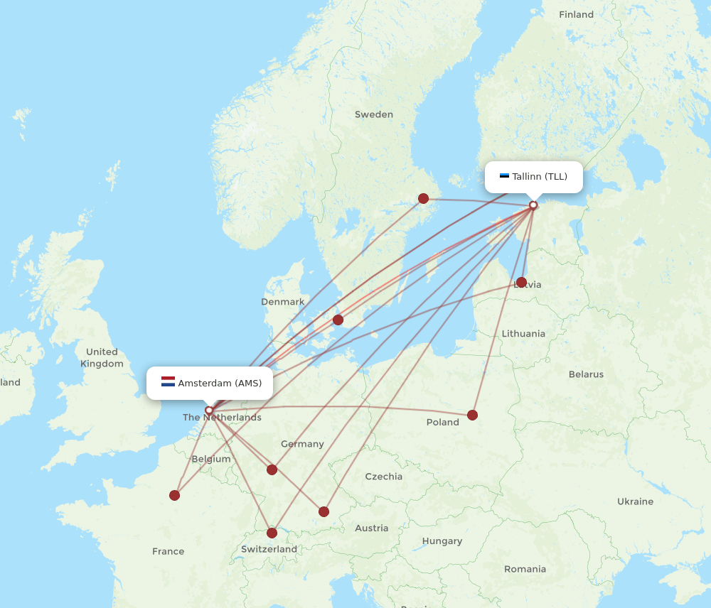 AMS-TLL flight routes