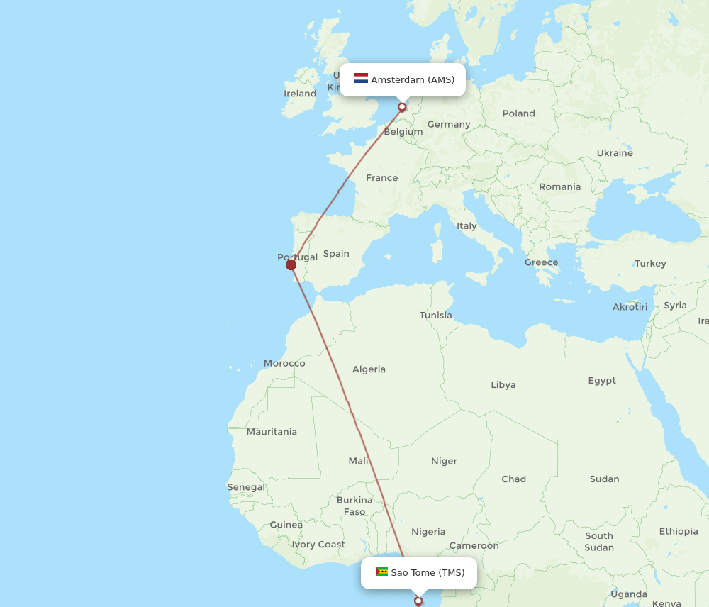 AMS-TMS flight routes