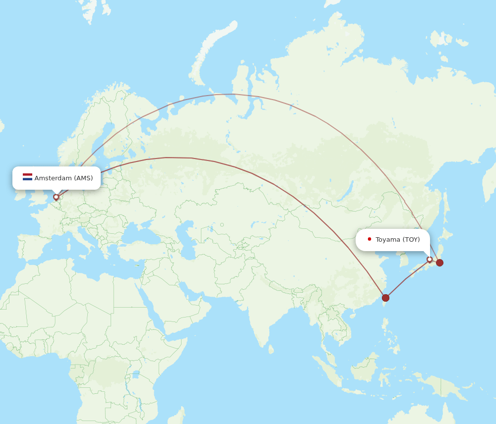 AMS to TOY flights and routes map