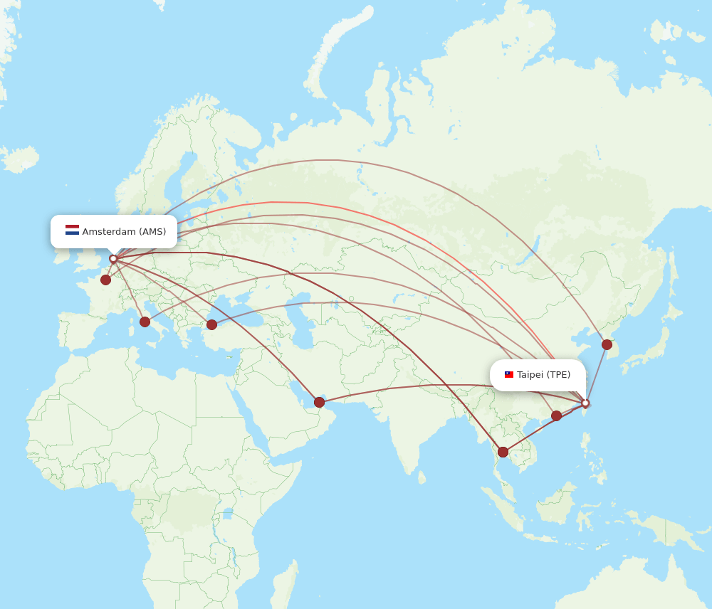 AMS-TPE flight routes