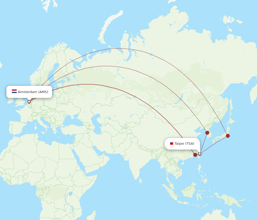 AMS to TSA flights and routes map