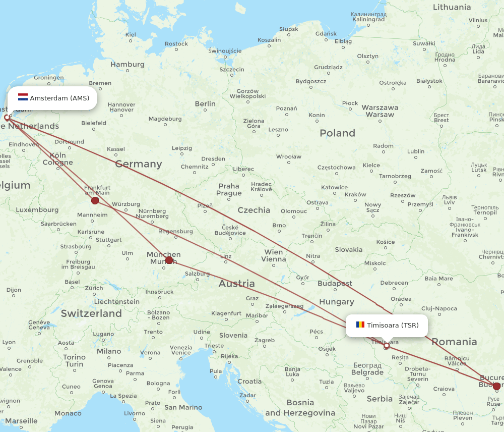 AMS-TSR flight routes