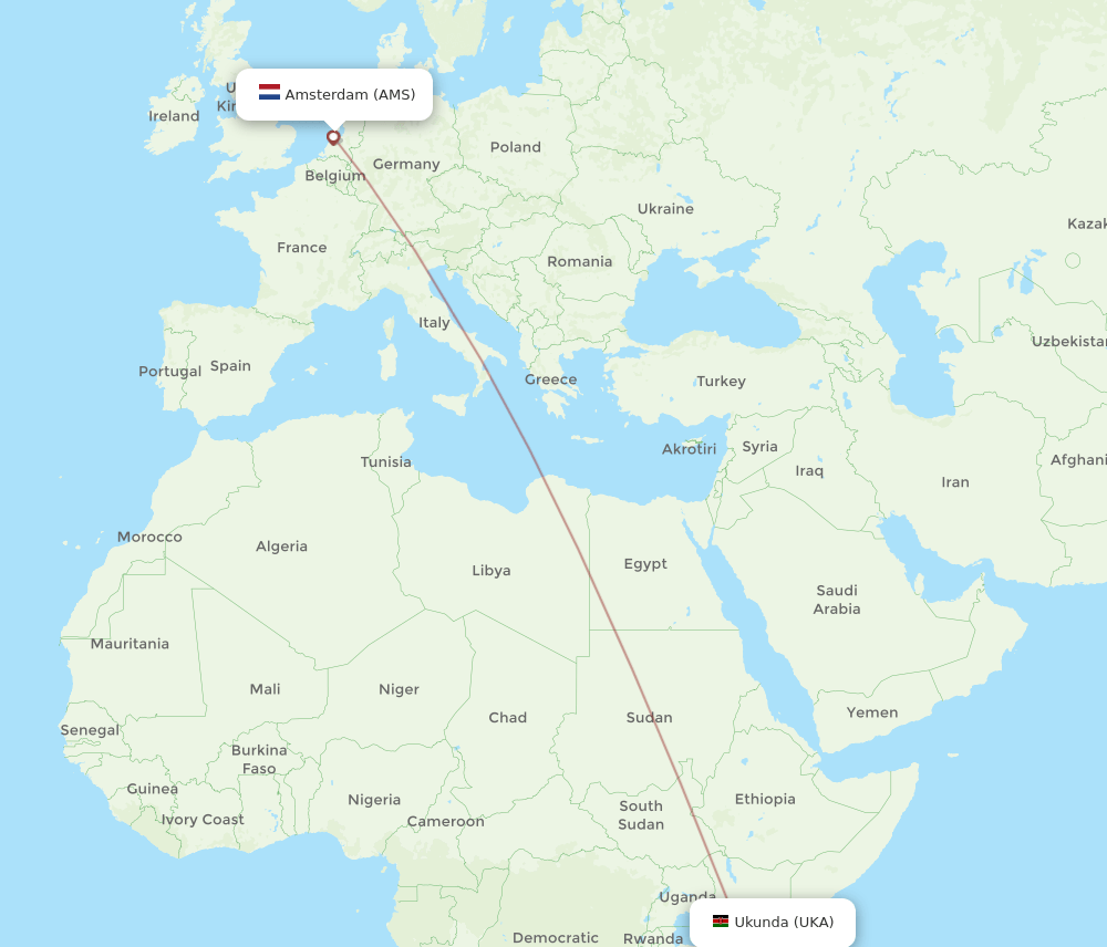 AMS-UKA flight routes