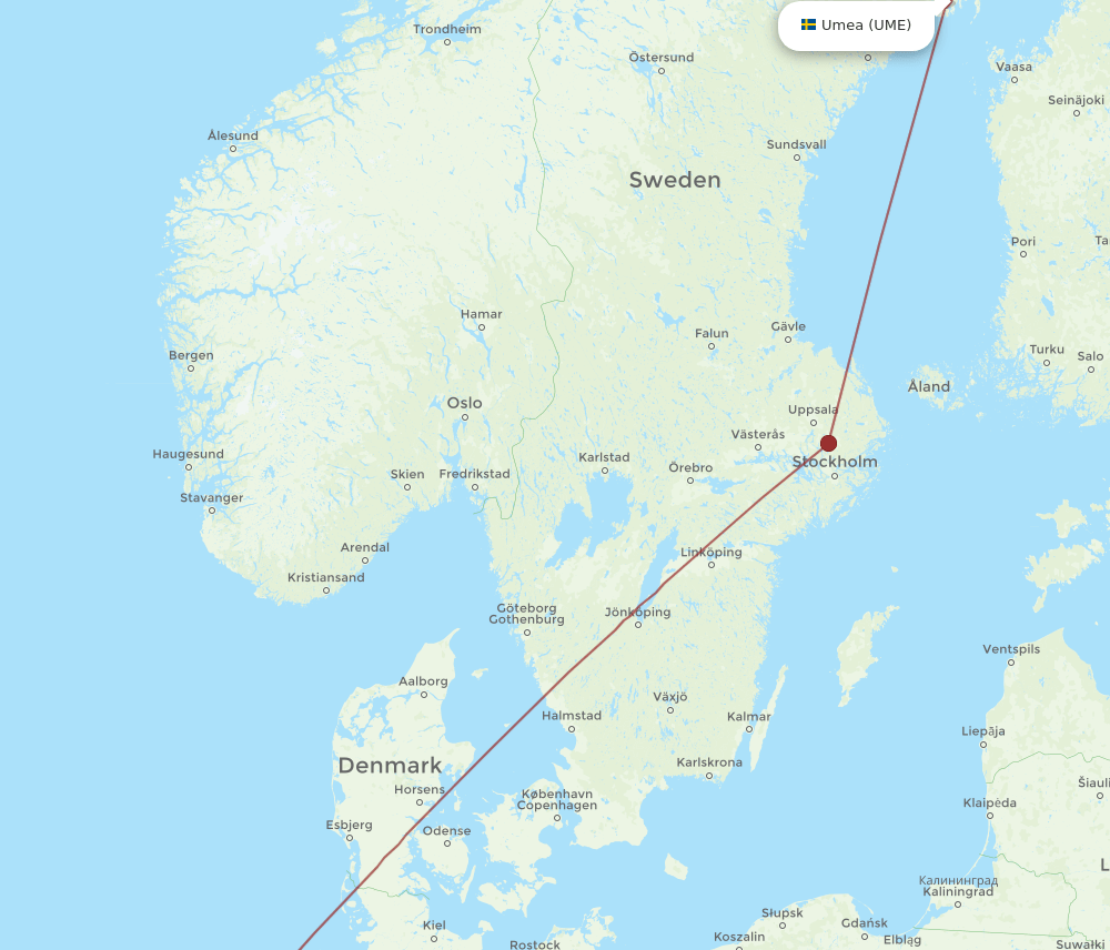 AMS to UME flights and routes map