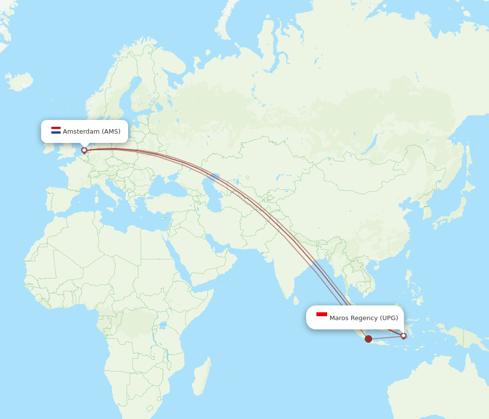 AMS-UPG flight routes