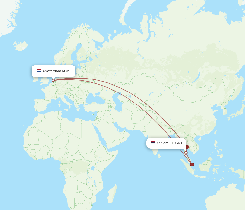 AMS-USM flight routes
