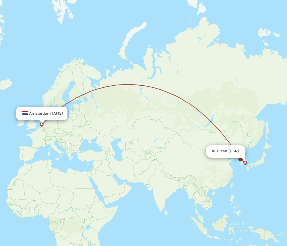 AMS to USN flights and routes map
