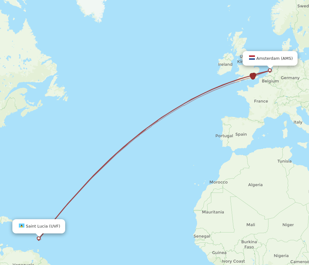 AMS-UVF flight routes