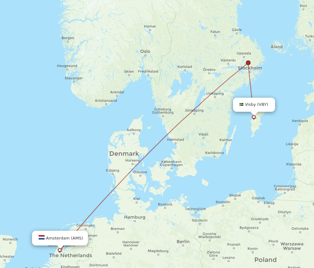 AMS to VBY flights and routes map