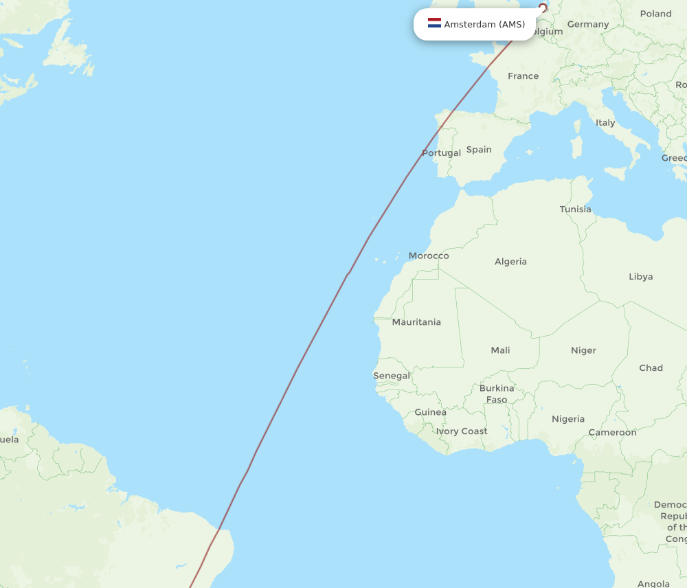 AMS to VIX flights and routes map