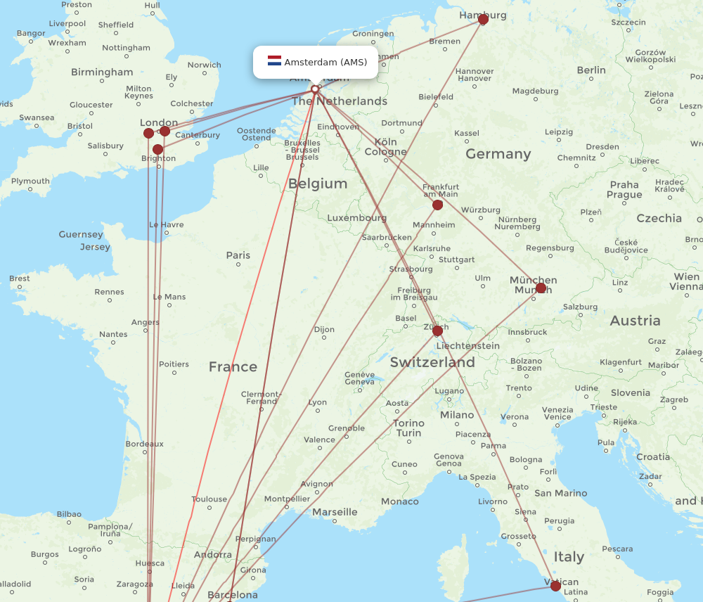 AMS to VLC flights and routes map