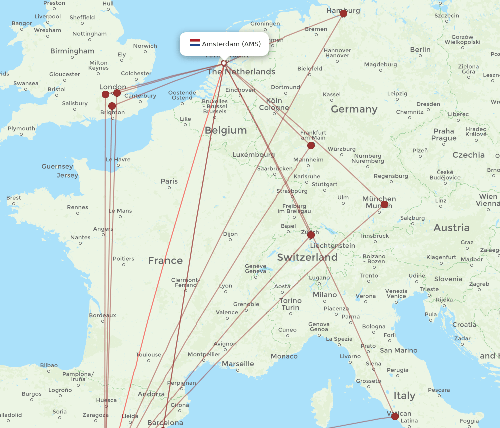 AMS-VLC flight routes