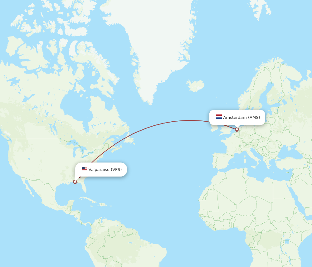 AMS-VPS flight routes