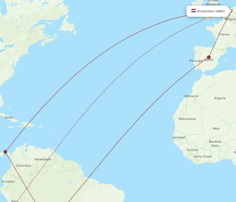 AMS-VVI flight routes