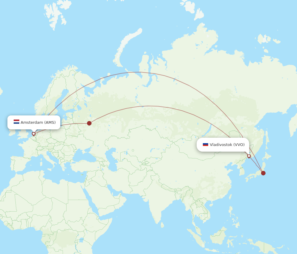 AMS-VVO flight routes
