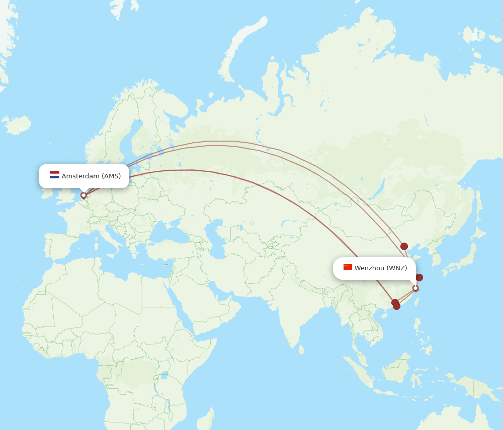 AMS-WNZ flight routes