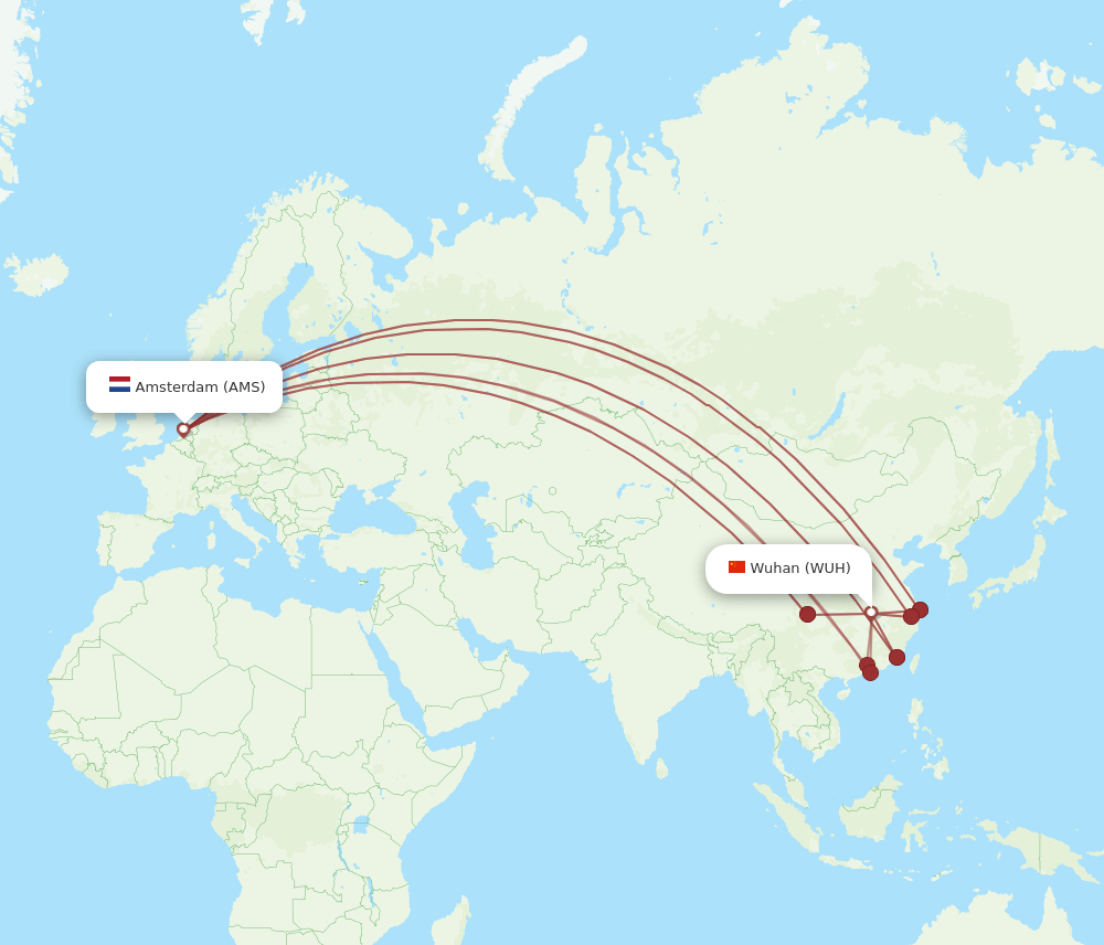 AMS-WUH flight routes