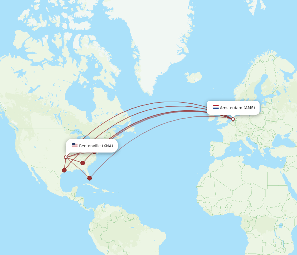 AMS-XNA flight routes