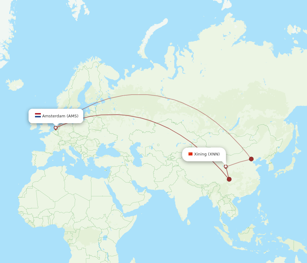 AMS-XNN flight routes