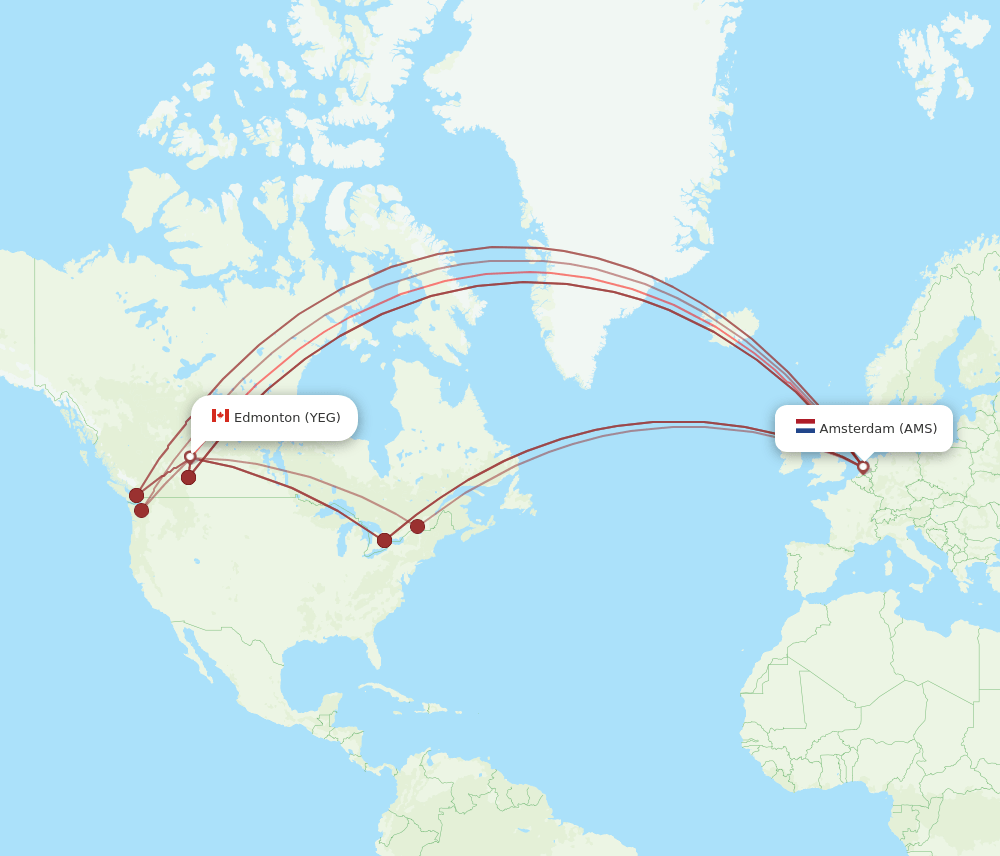 AMS-YEG flight routes