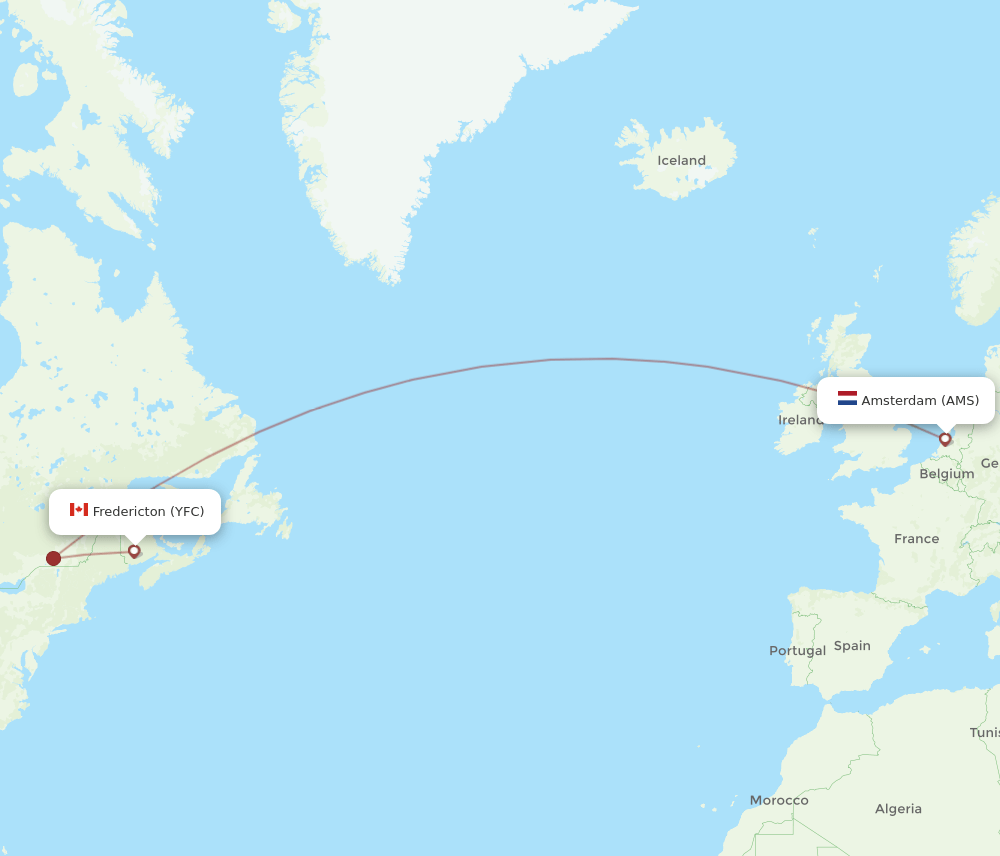AMS-YFC flight routes