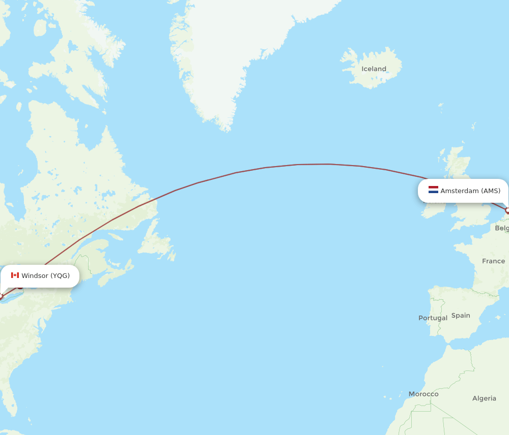 AMS-YQG flight routes