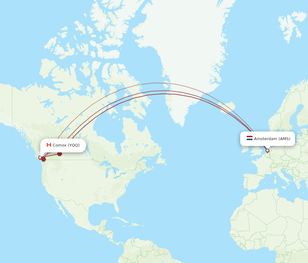 AMS to YQQ flights and routes map