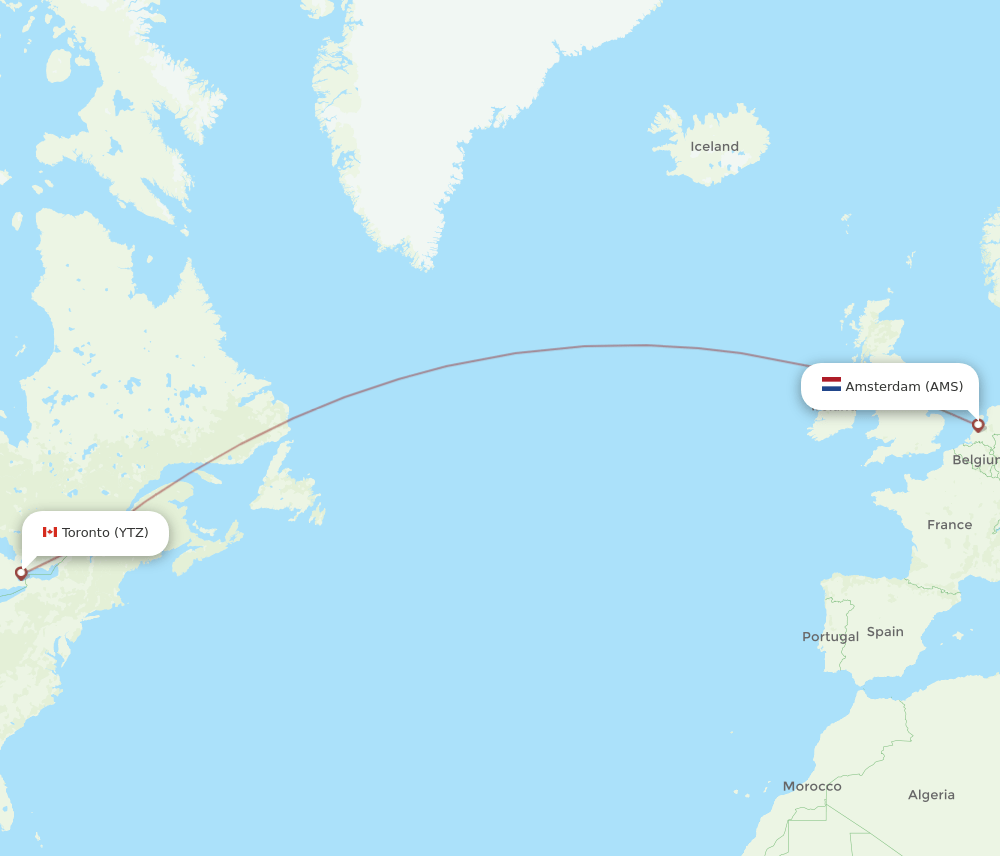 AMS-YTZ flight routes