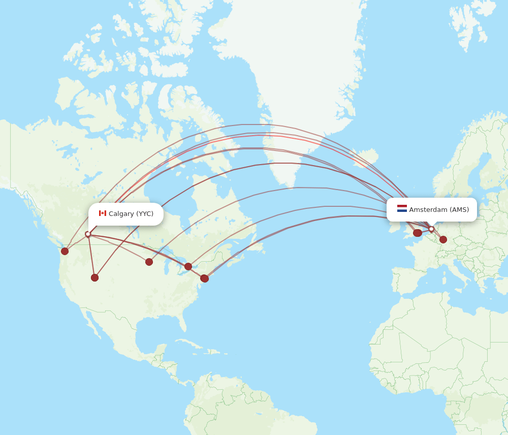AMS-YYC flight routes