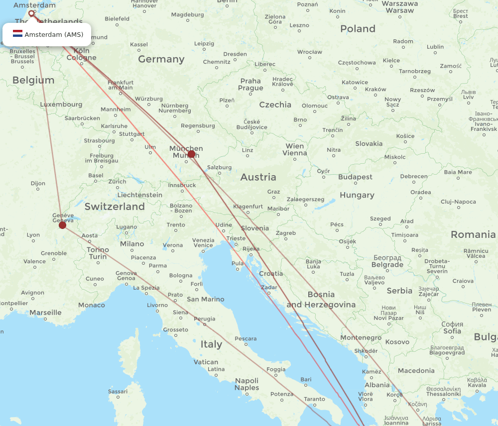 AMS-ZTH flight routes