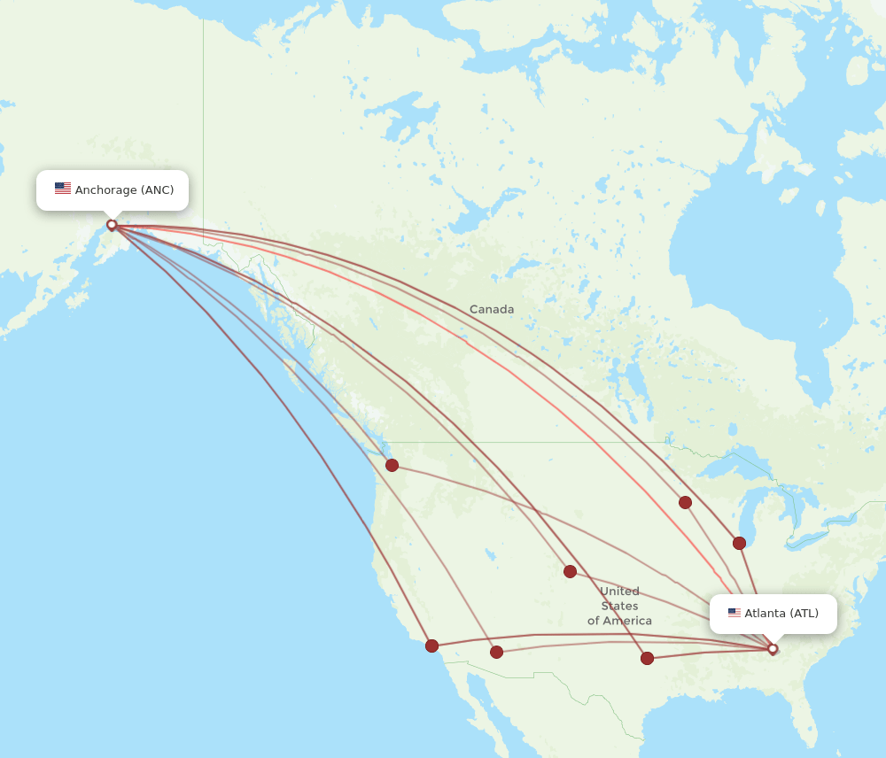 ANC to ATL flights and routes map