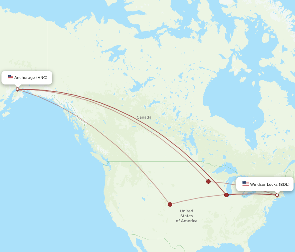 ANC-BDL flight routes