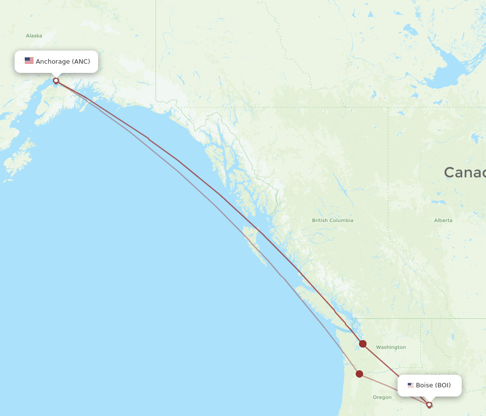 ANC-BOI flight routes