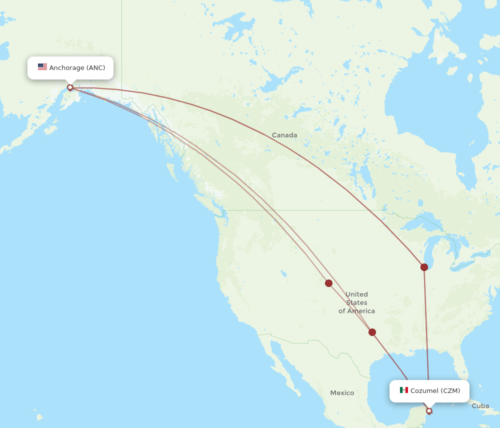 ANC-CZM flight routes
