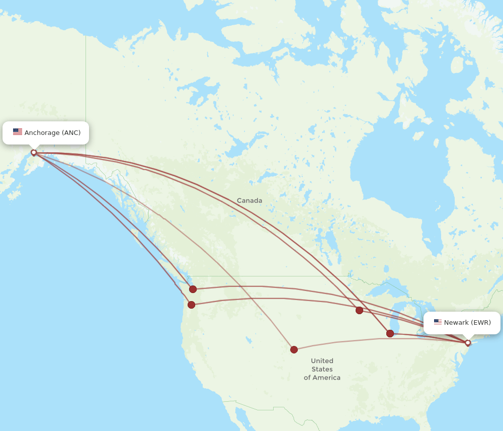 ANC-EWR flight routes