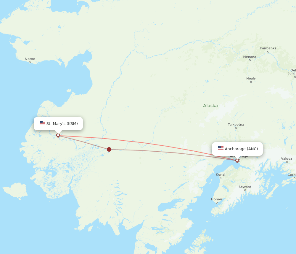 Anchorage - Saint Mary's route map and flight paths