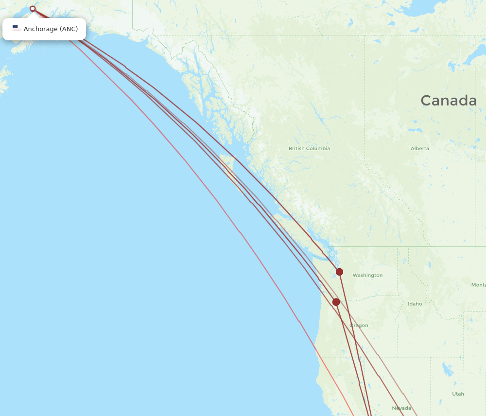 ANC-LAX flight routes