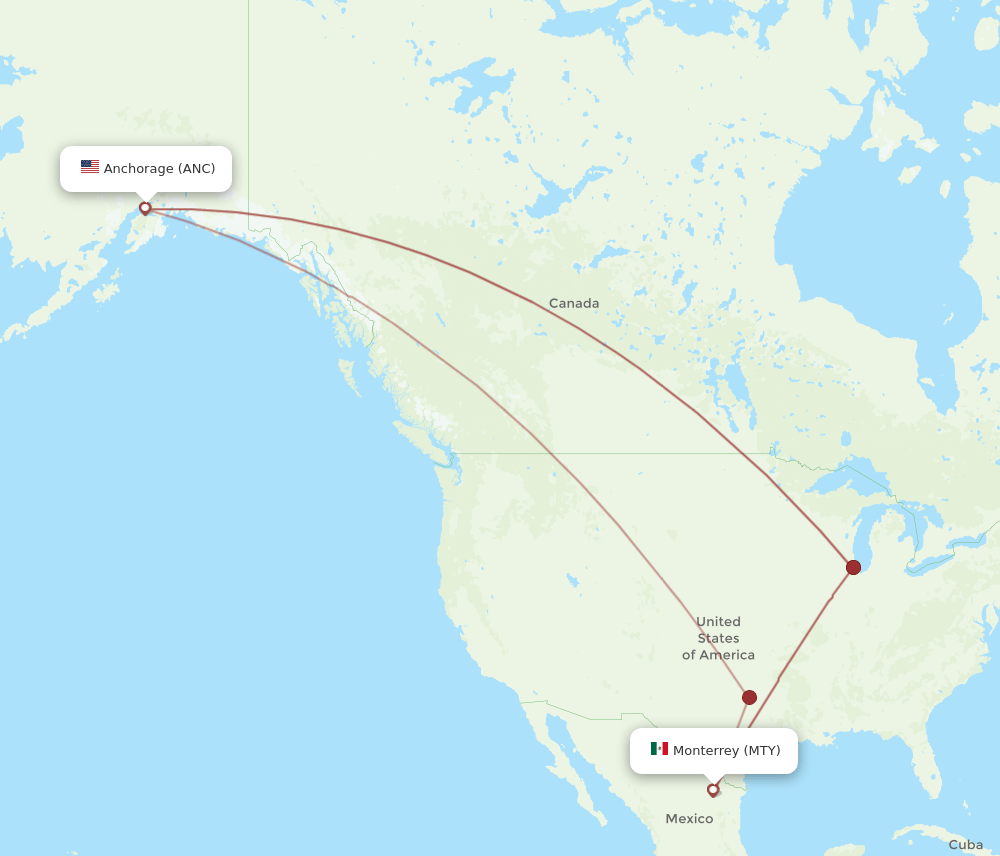 ANC-MTY flight routes
