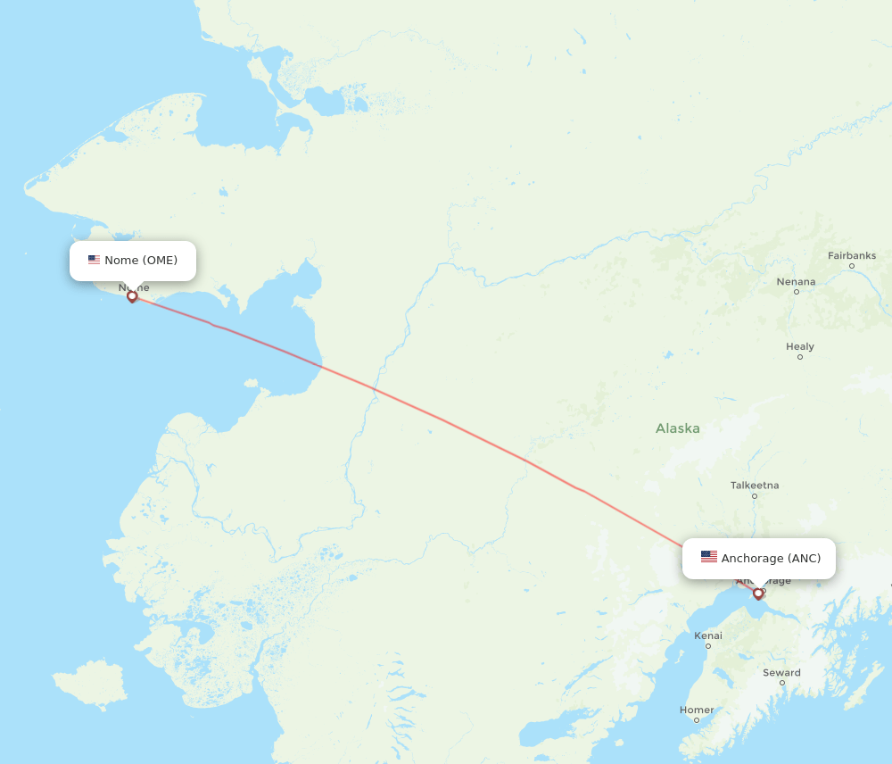 Anchorage - Nome route map and flight paths