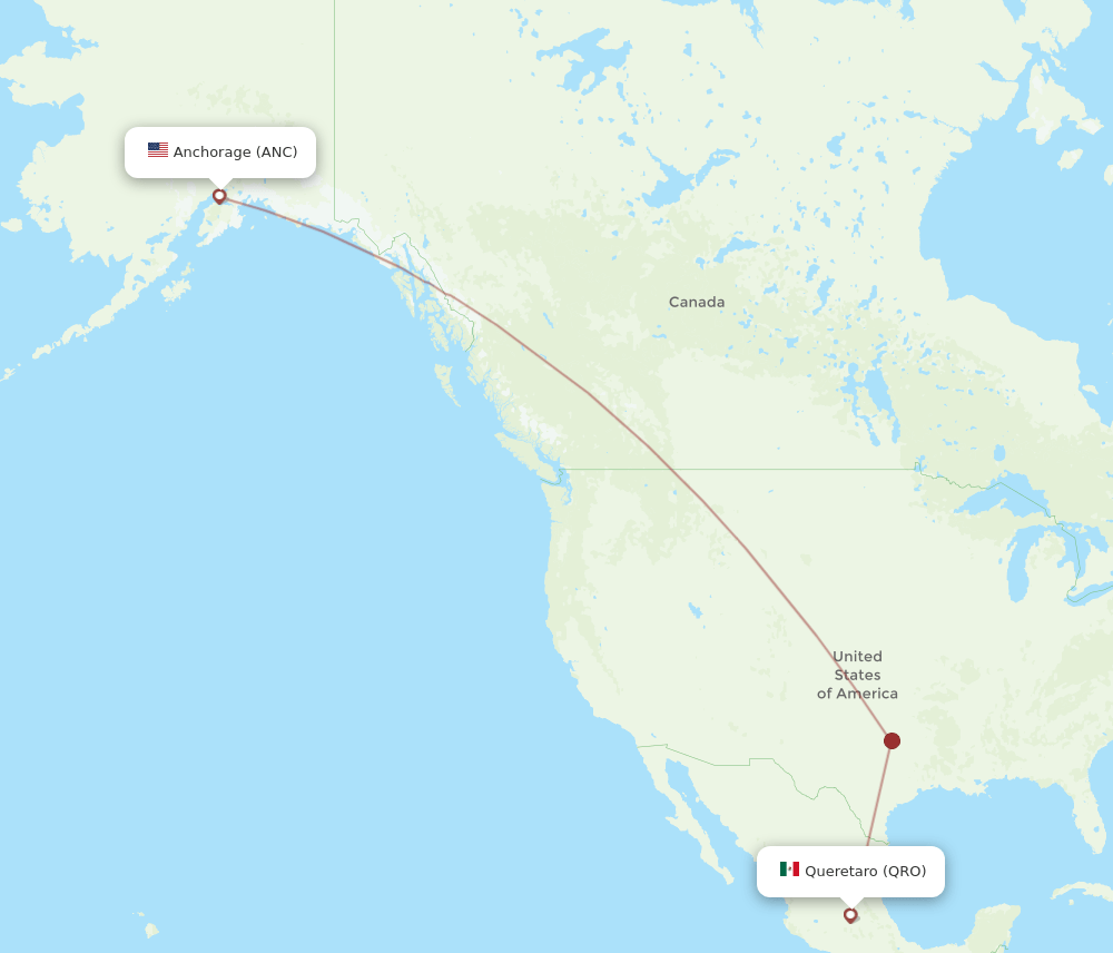 ANC-QRO flight routes
