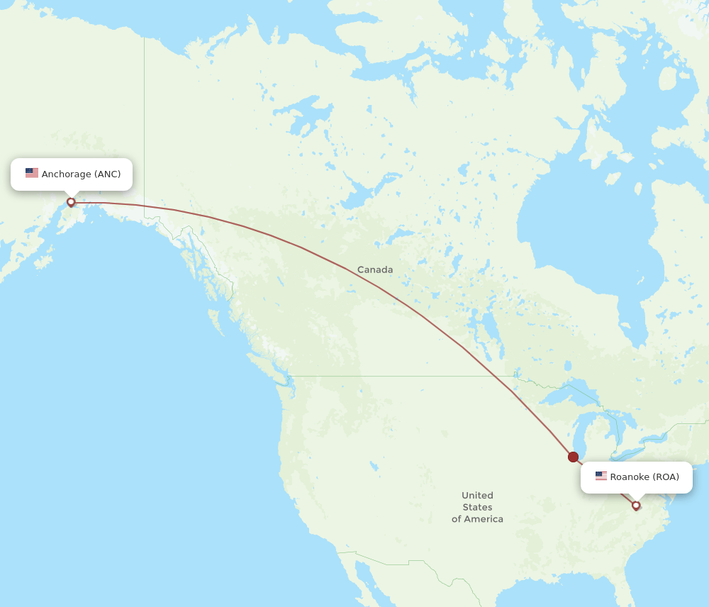 ANC-ROA flight routes