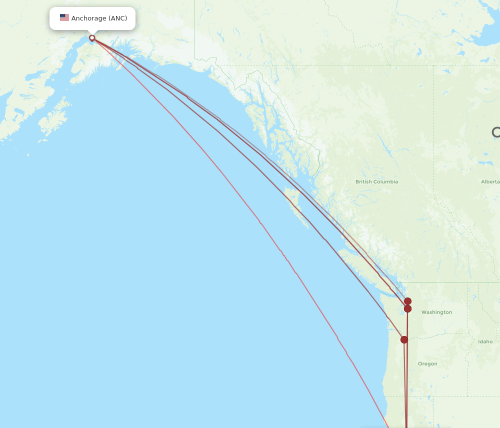 ANC to SFO flights and routes map