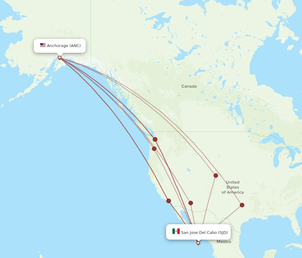 ANC-SJD flight routes