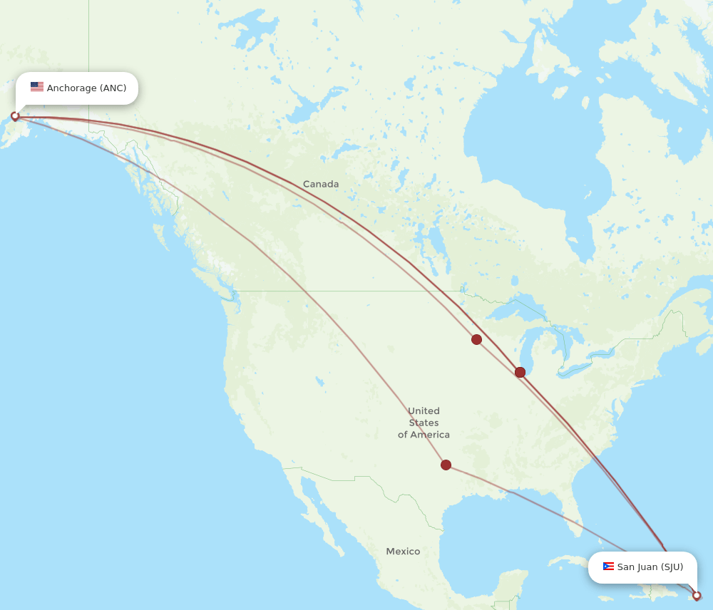 ANC-SJU flight routes