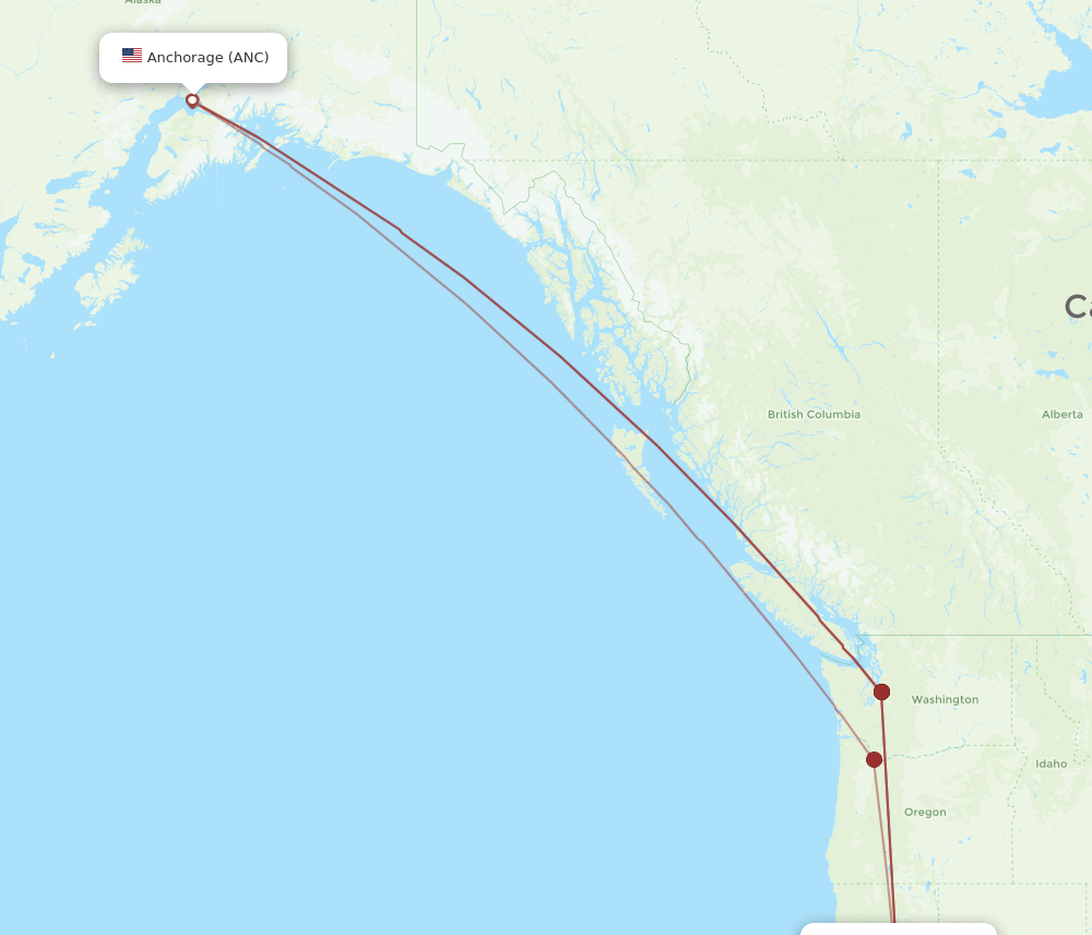 ANC-SMF flight routes