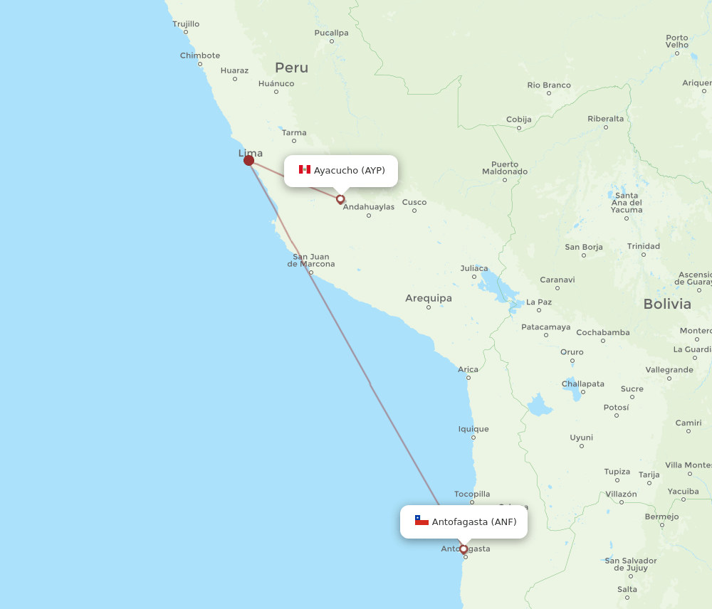 ANF to AYP flights and routes map